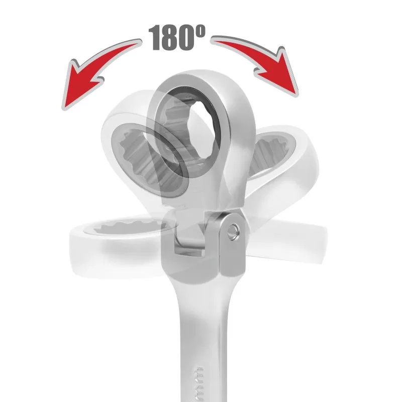 Fester Schraubenschlüssel mit Ratsche und Klappkopf 21 mm – Bild 5 von