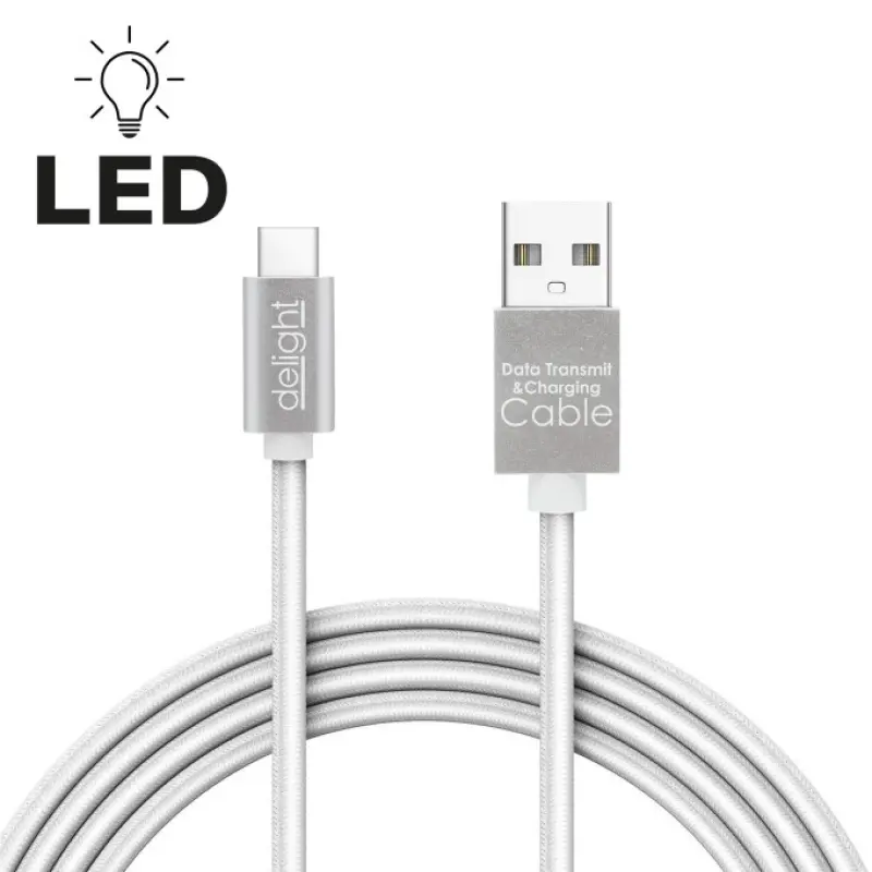Datenkabel Silber - USB Typ-C - - LED-Beleuchtung, 1m