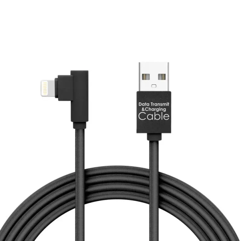 Delight - Lightning-Datenkabel, Gamer, 90°-Ausführung - Schwarz, 2m, 2A