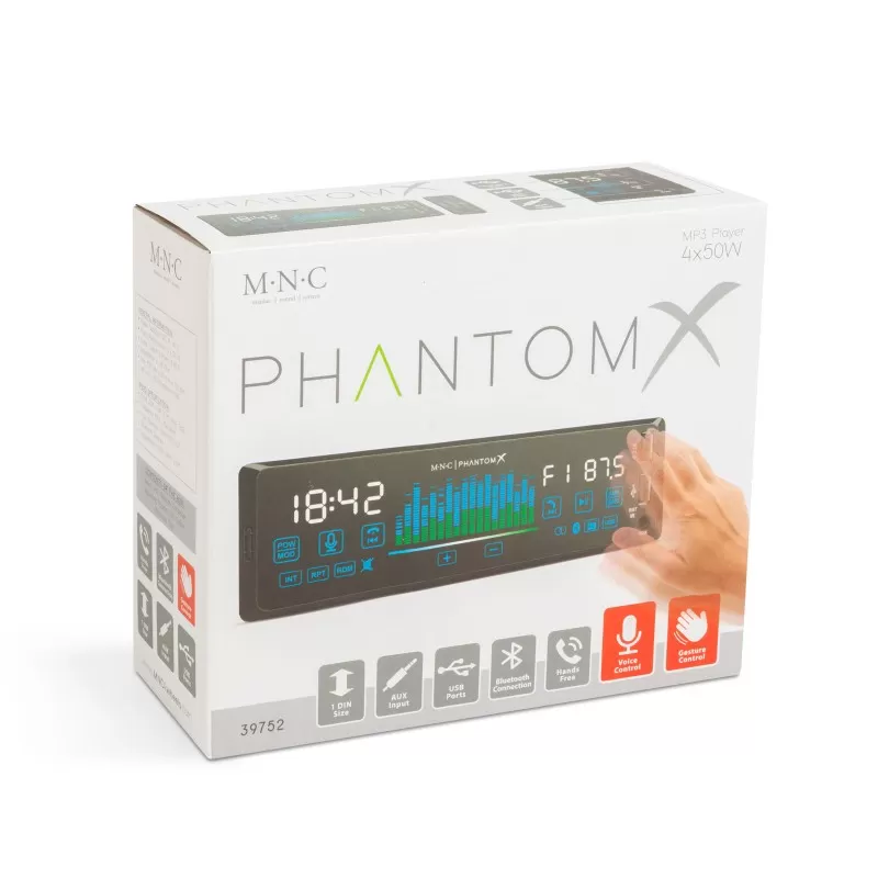 Autoradio "PhantomX" - 1 DIN - 4 x 50 W - Gestensteuerung - BT - MP3 - AUX - USBAutoradio "PhantomX" - 1 DIN - 4 x 50 W - Gestensteuerung - BT - MP3 - AUX - USB – Bild 8 von