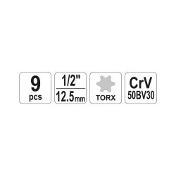 Yato - Set 9 chei tubulare E10-E24 CRV - imagine 4
