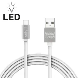 Datenkabel Silber - USB Typ-C - - LED-Beleuchtung, 1m