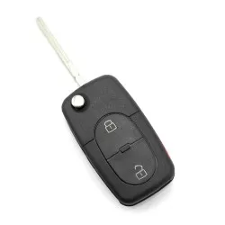 Audi - Carcasa cheie tip briceag, 2+1 butoane, cu buton panica, cu baterie CR2032