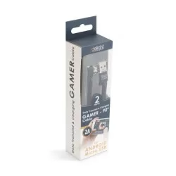 Delight - Cablu de date Micro USB, Gamer, execuţie 90° - negru, 2m -2A - imagine 2