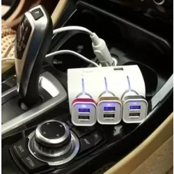 Adaptopr auto pentru bricheta  3 prize 12/24V cu  Incarcator si 2 USB, cu buton intrerupator Adaptor - imagine 2